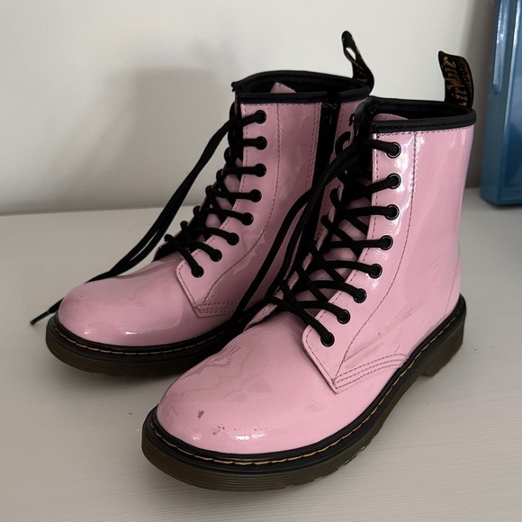 Dr. Martens Shoes - Dr. Martens Glossy Pink Combat Boots Size 5